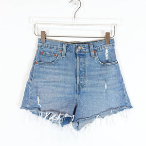 Levi's Ribcage Premium Denim Cut-Off High Rise Shorts Light Wash Women's Size 26